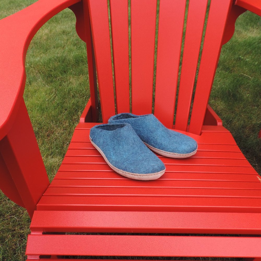 Blue Wool Slippers